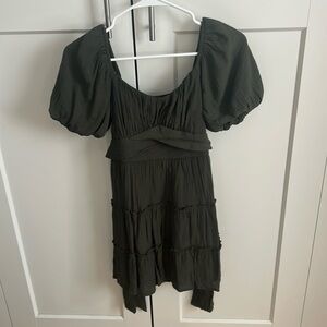 Elegant Black Puff Sleeve Dress